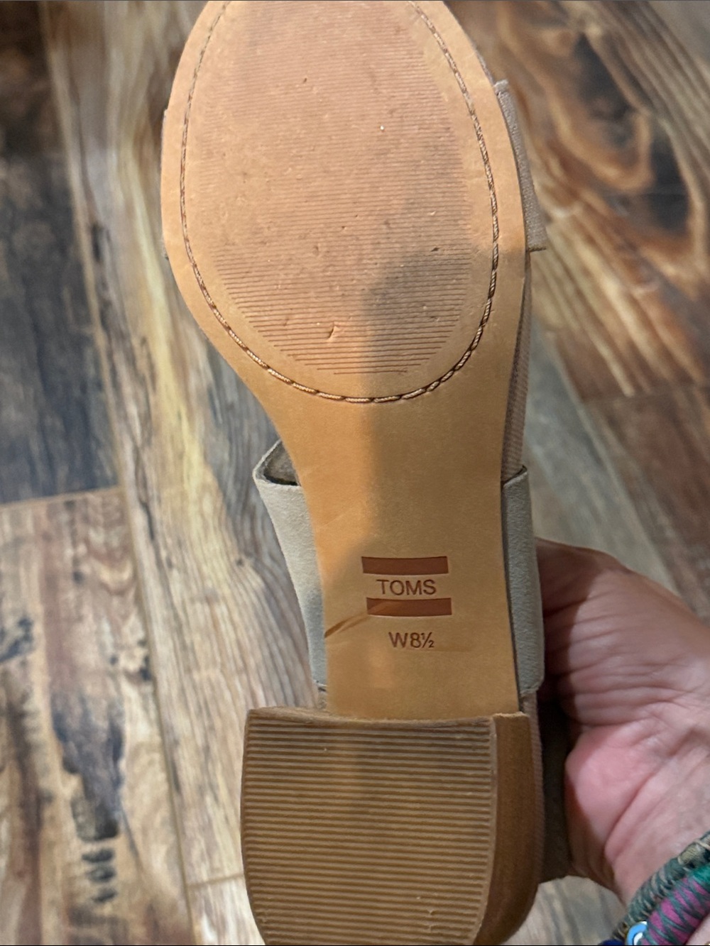 TOMS Poppy desert taupe suede & hemp stacked heel sandals size 8.5, preloved - Picture 5 of 10